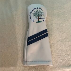 South Carolina Golf Association Wood Club Headcover in White with Navy Stripes
